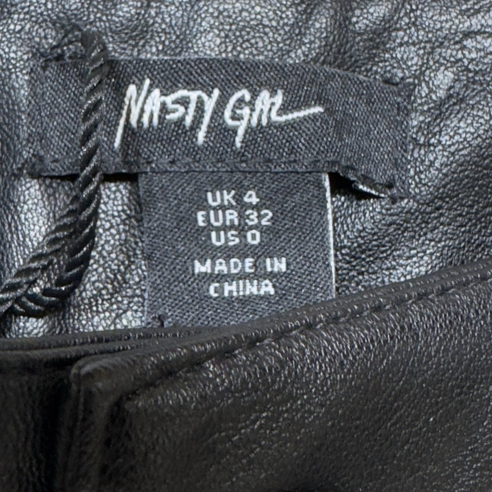 Nasty Gal Faux Leather Star Bum Flared Pants Size 0 Black Bellbottoms Rock New - Picture 9 of 11
